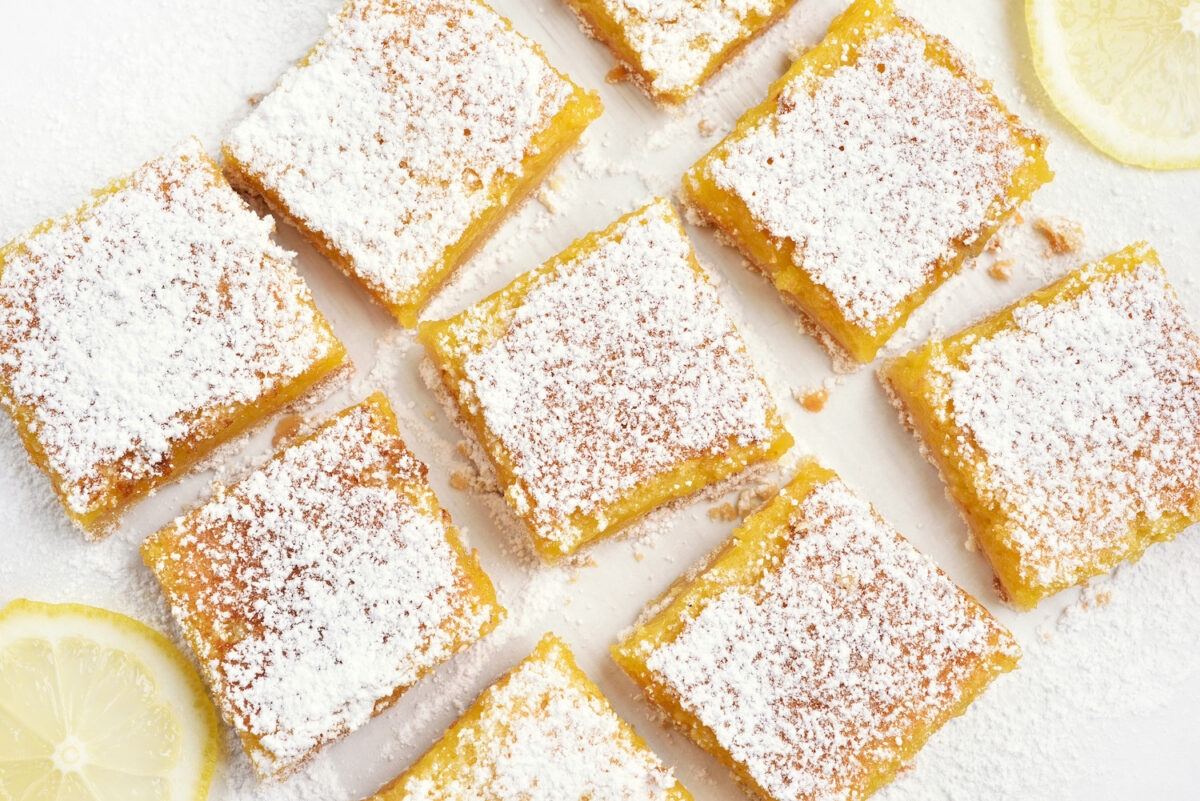 Citrus,Lemon,Bars,Over,Baking,Paper,,Top,View